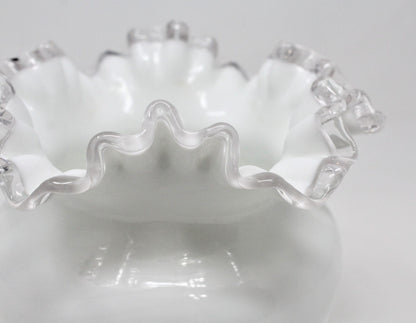 Vase, Fenton, Silver Crest Double Crimped Round Vase, 5" Vintage