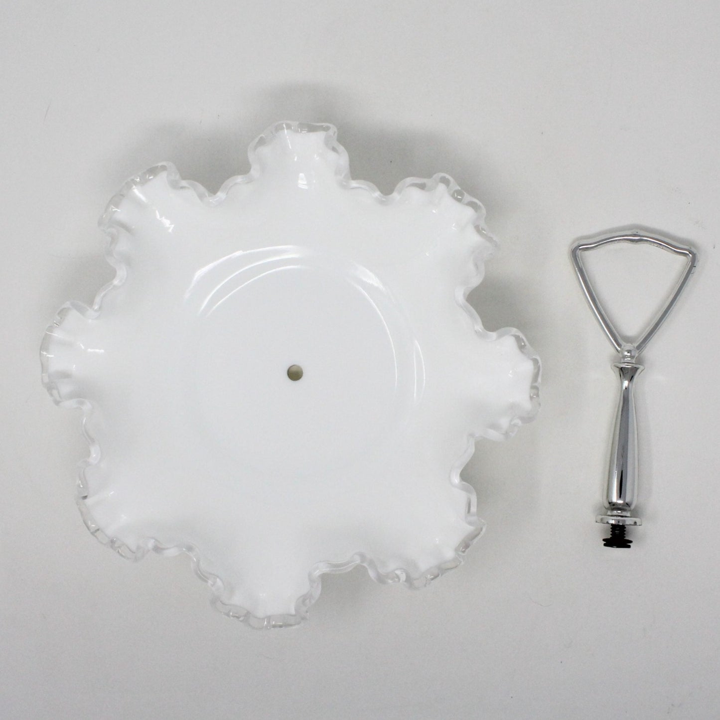 Bon Bon / Candy Dish with Handle, Fenton, Silver Crest Double Crimped & Metal Handle, Vintage, SOLD