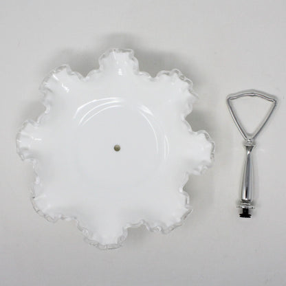 Bon Bon / Candy Dish with Handle, Fenton, Silver Crest Double Crimped & Metal Handle, Vintage, SOLD