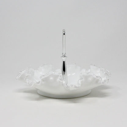 Bon Bon / Candy Dish with Handle, Fenton, Silver Crest Double Crimped & Metal Handle, Vintage, SOLD