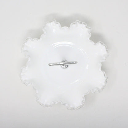 Bon Bon / Candy Dish with Handle, Fenton, Silver Crest Double Crimped & Metal Handle, Vintage, SOLD