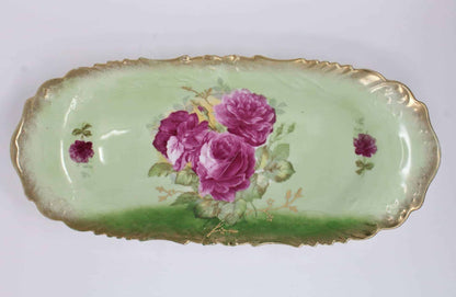 Tray, Bavaria, Hand Painted Roses, 14", Antique, SOLD