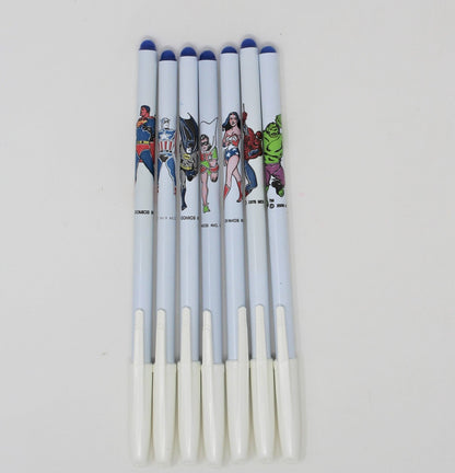 Pens, Super Hero, DC & Marvel Comics, Set of 8, Superman, Wonder Woman, Spiderman +, Vintage NOS