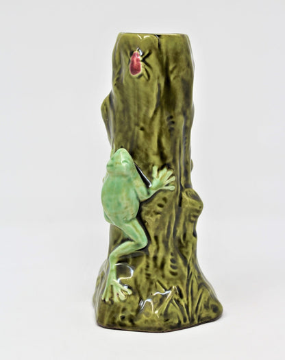 Bud Vase, Czech Majolica, Frog and Bug, Hand Painted Pottery, Vintage, RARE, SOLD