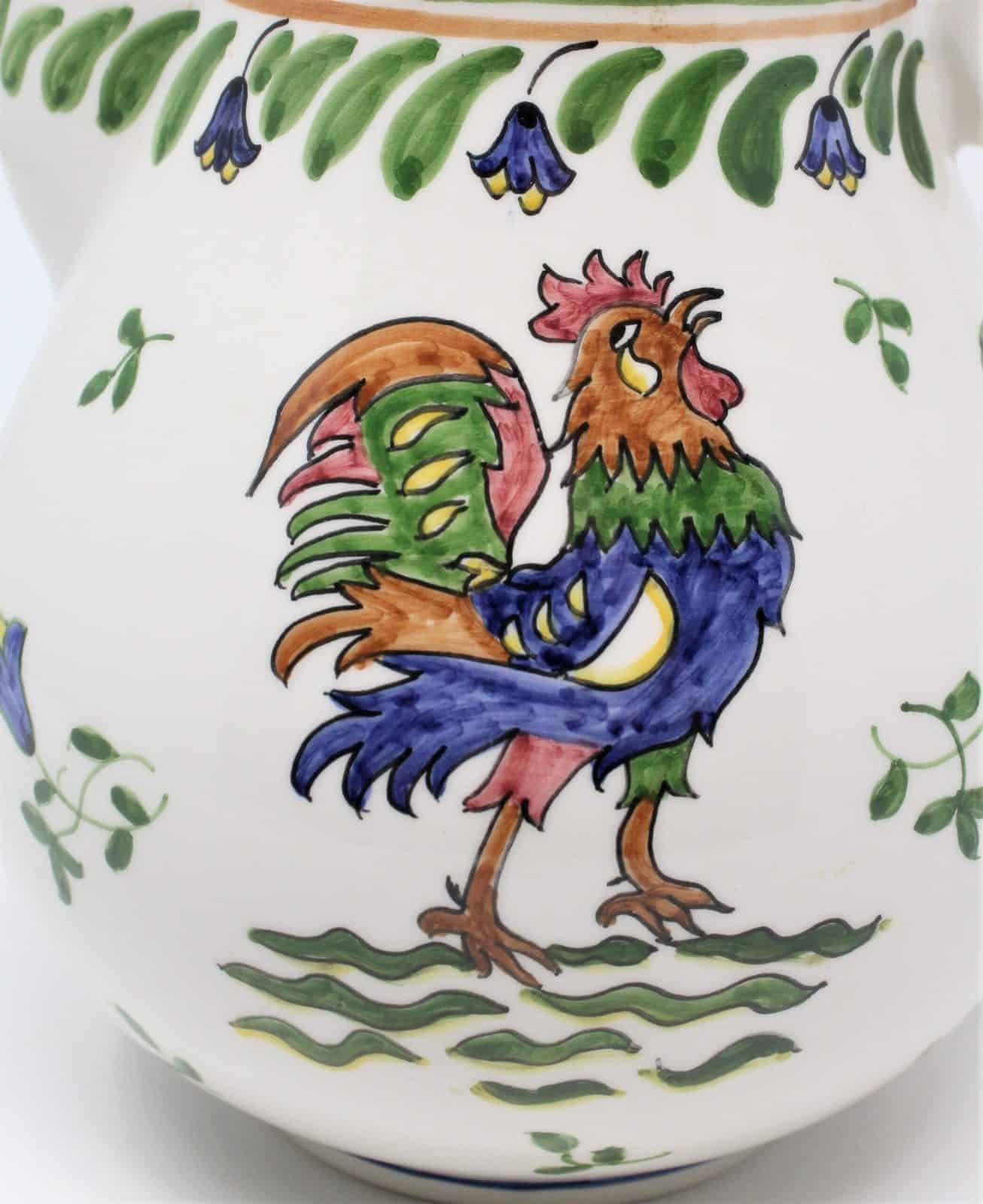 Coffee Pot, Arte Ceramica Arcer, Rooster Hand Painted, Portugal, Vintage