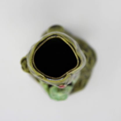 Bud Vase, Czech Majolica, Frog and Bug, Hand Painted Pottery, Vintage, RARE, SOLD
