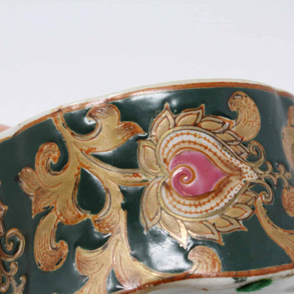 Trinket Box, Oriental Accents, Hand Painted, Bisque, Vintage China