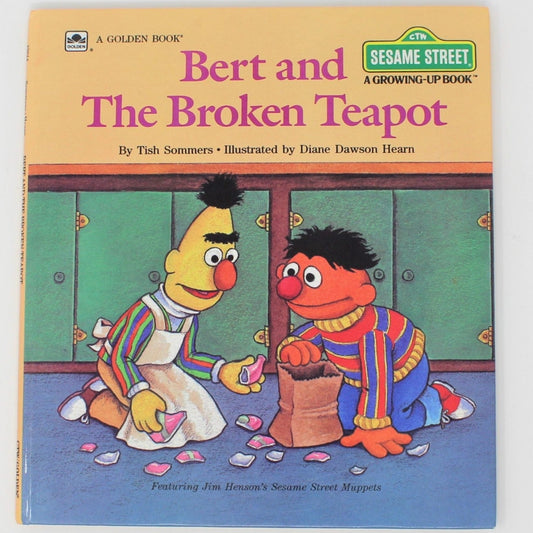 Children's Book, Sesame Street, Bert & the Broken Teapot, Hardcover, Vintage 1985