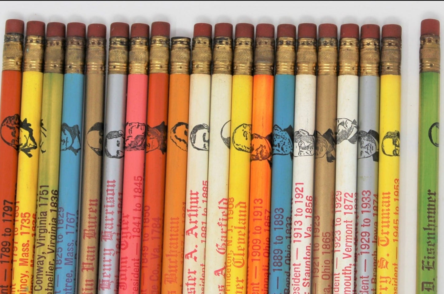 Pencils, USA Presidents, Set of 12, Vintage 1960's