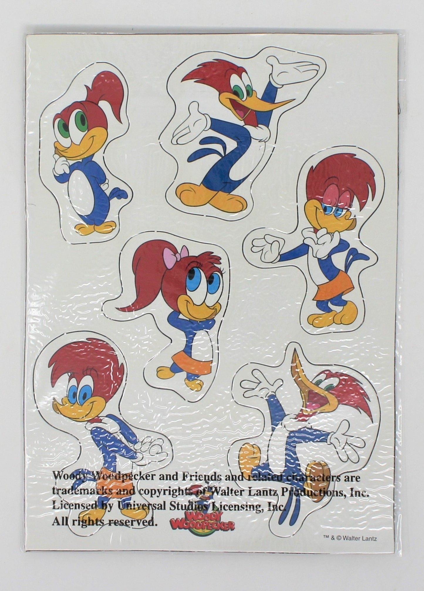 Magnets, Woody Woodpecker Sheet of 6, Universal Studios, 1990 NOS