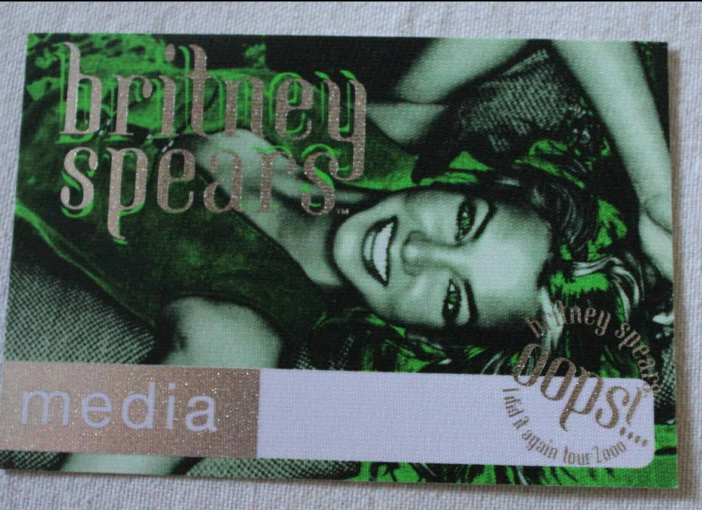 Backstage Pass, Britney Spears, Oops, I Did It Again Concert, 2000, Media Pass