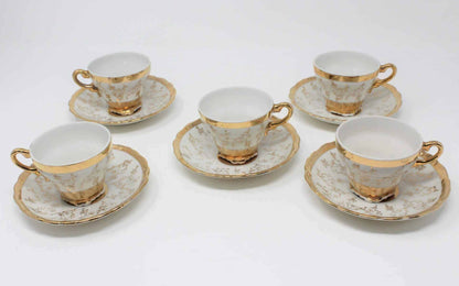Demitasse & Saucer, Heavy Filigree Gold, Set of 5, Vintage, SOLD