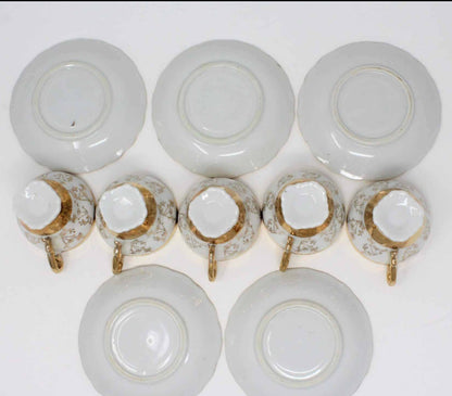 Demitasse & Saucer, Heavy Filigree Gold, Set of 5, Vintage, SOLD