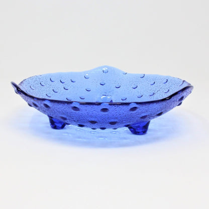 Bowl, Hobnail Cobalt Blue Glass, 3 Footed, Vintage