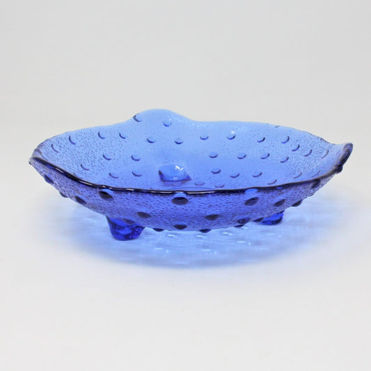 Bowl, Hobnail Cobalt Blue Glass, 3 Footed, Vintage