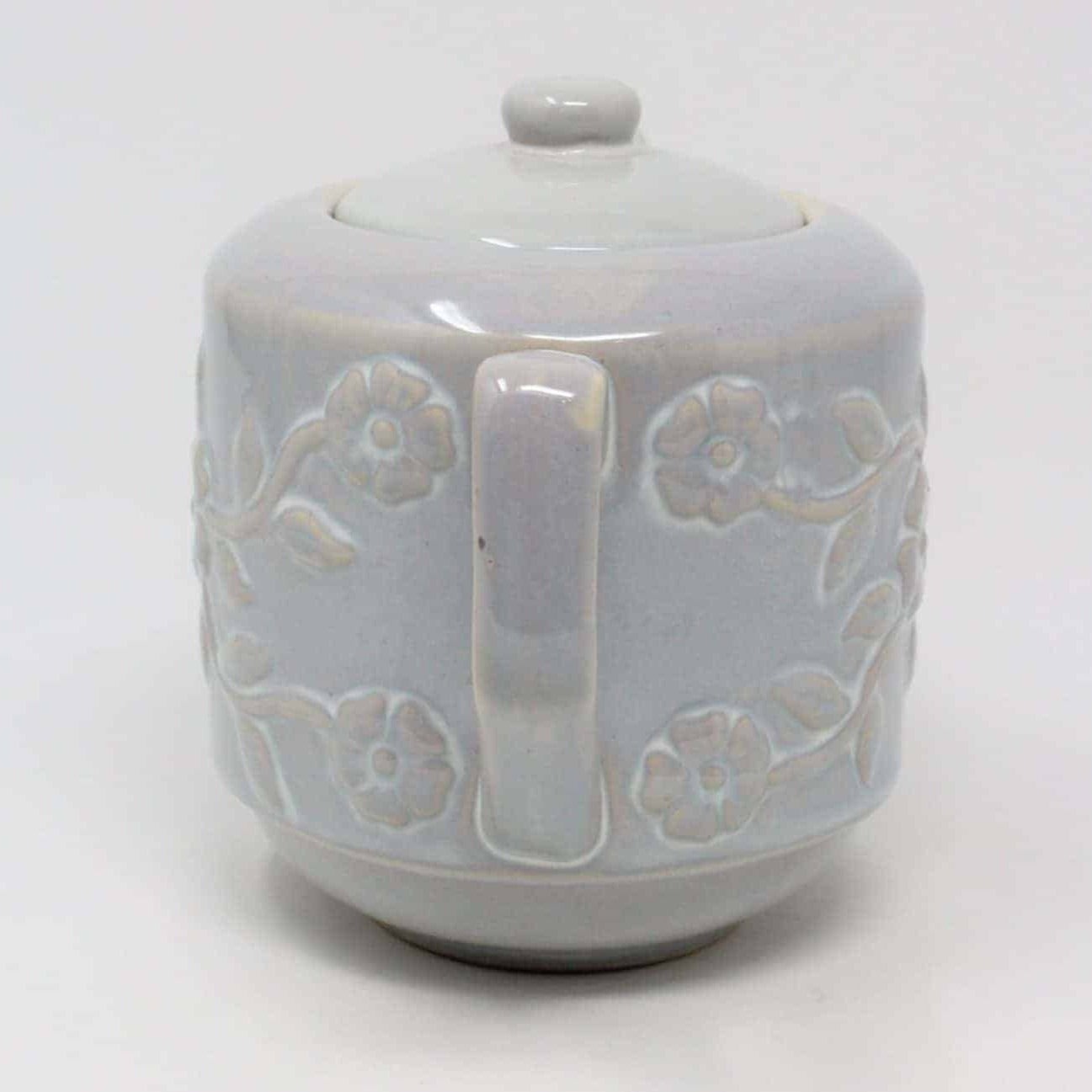 Teapot, Margaux, Floral Embossed, Gray Stoneware, China, Vintage