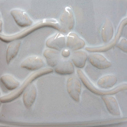 Teapot, Margaux, Floral Embossed, Gray Stoneware, China, Vintage