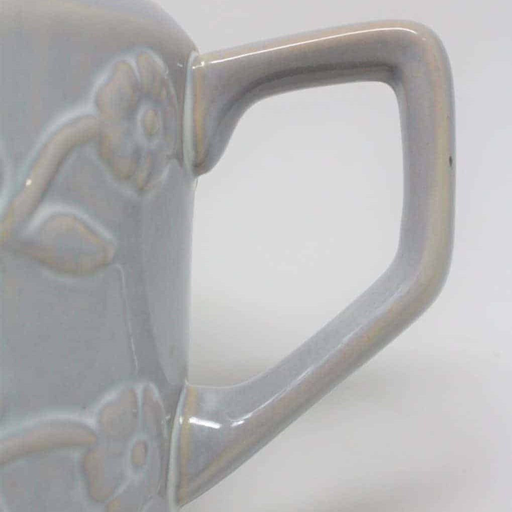 Teapot, Margaux, Floral Embossed, Gray Stoneware, China, Vintage