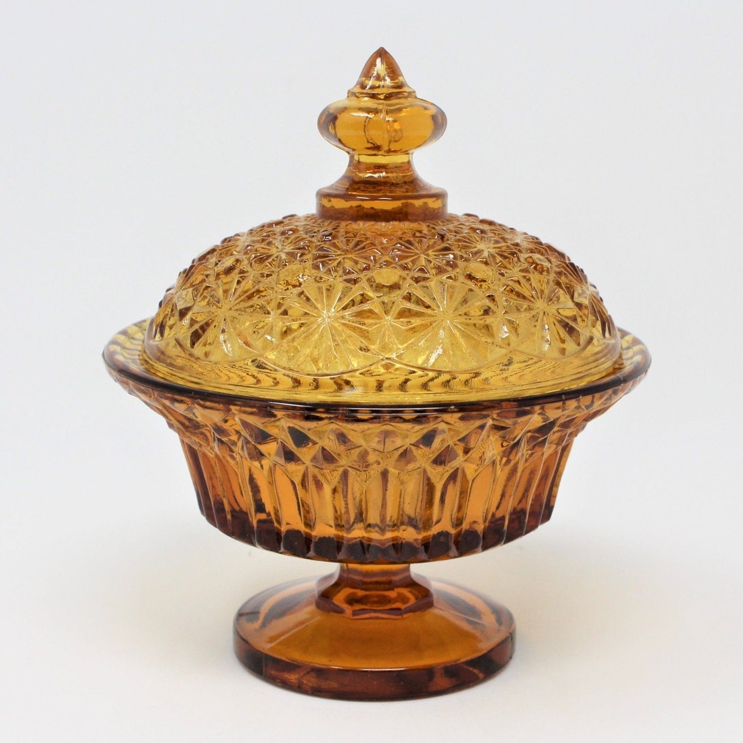 Bon Bon / Candy Dish, Amber Glass, Daisy and Button, Vintage
