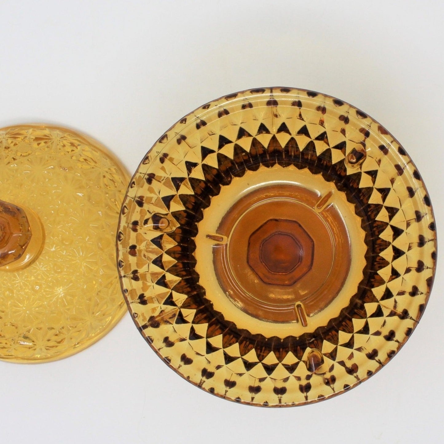 Bon Bon / Candy Dish, Amber Glass, Daisy and Button, Vintage