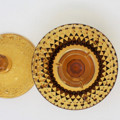 Bon Bon / Candy Dish, Amber Glass, Daisy and Button, Vintage