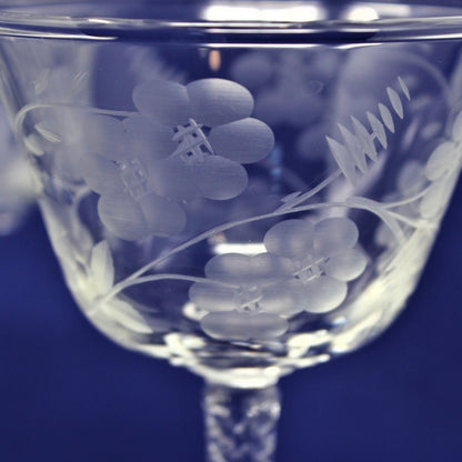 Cocktail / Liquor Glasses, Rock Sharpe Crystal, Blossom, Set of 6, Vintage