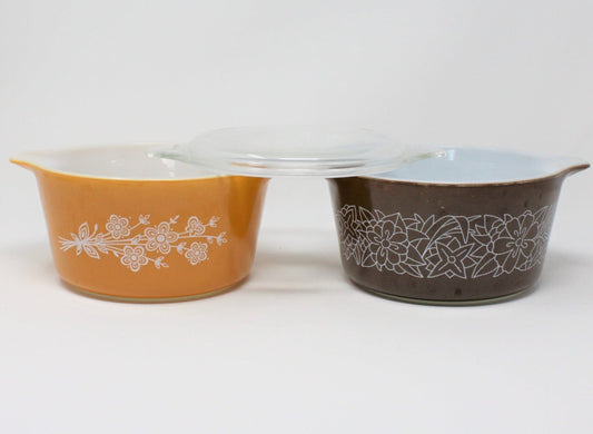 Casserole w/Lid, Pyrex Cinderella, Butterfly Gold & Woodland Leaves, Vintage