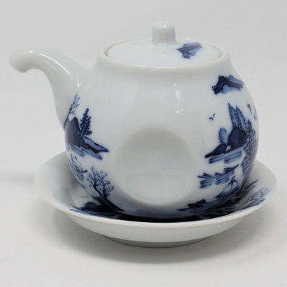 Teapot, Oriental Blue & White with Underplate, Japan, Vintage