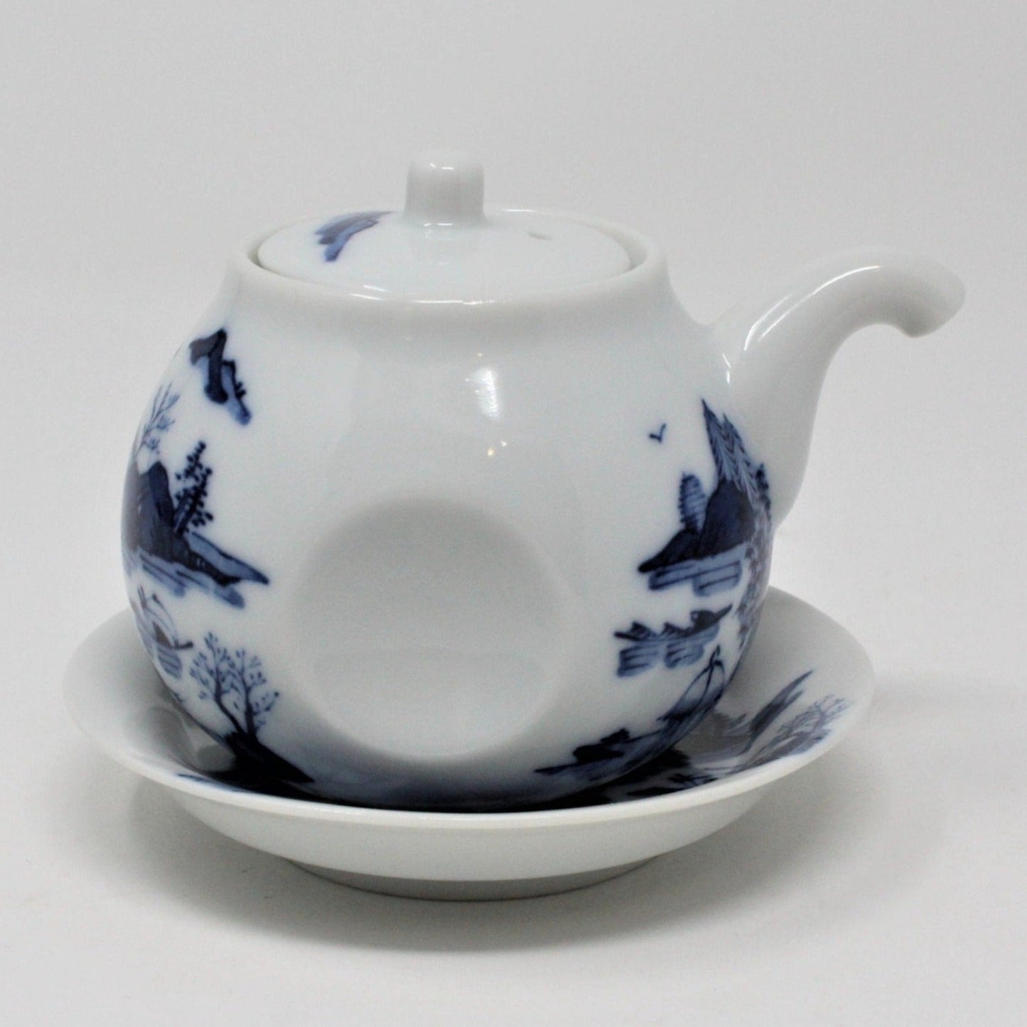 Teapot, Oriental Blue & White with Underplate, Japan, Vintage