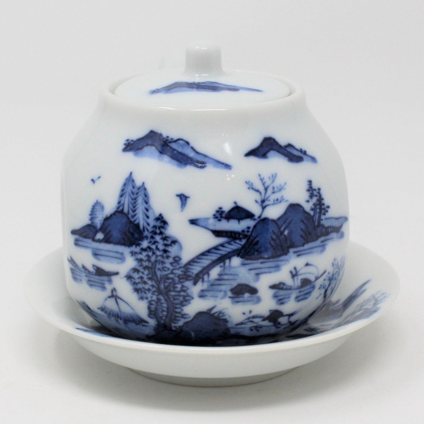 Teapot, Oriental Blue & White with Underplate, Japan, Vintage, SOLD