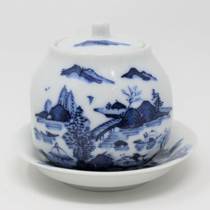 Teapot, Oriental Blue & White with Underplate, Japan, Vintage