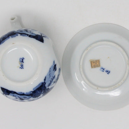Teapot, Oriental Blue & White with Underplate, Japan, Vintage