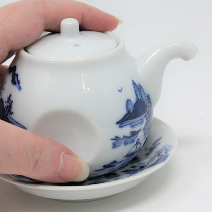 Teapot, Oriental Blue & White with Underplate, Japan, Vintage