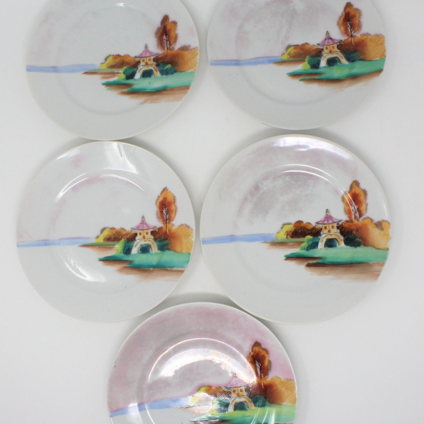 Dessert / Salad Plates, Noritake Chikaramachi Oriental, Hand Painted, Set of 5, Vintage
