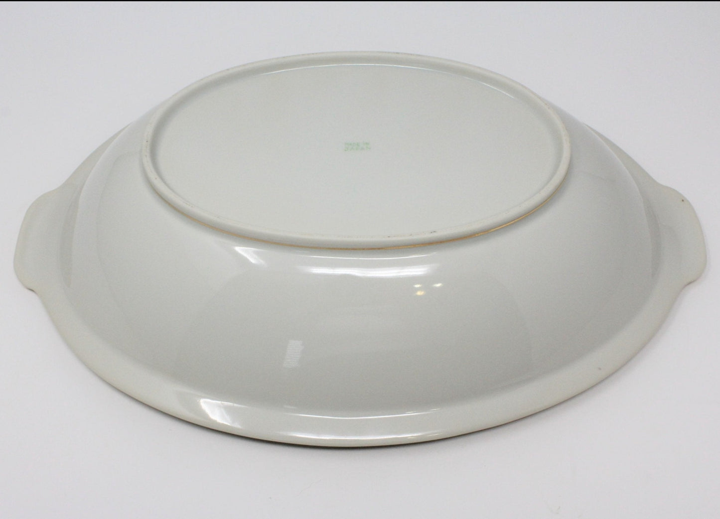 Serving Bowl, Oval Ceramic, Pink Roses, Vintage Japan