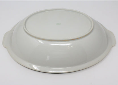Serving Bowl, Oval Ceramic, Pink Roses, Vintage Japan