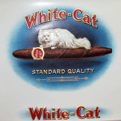 Cigar Box Label, White Cat, Original Lithograph, NOS, Antique