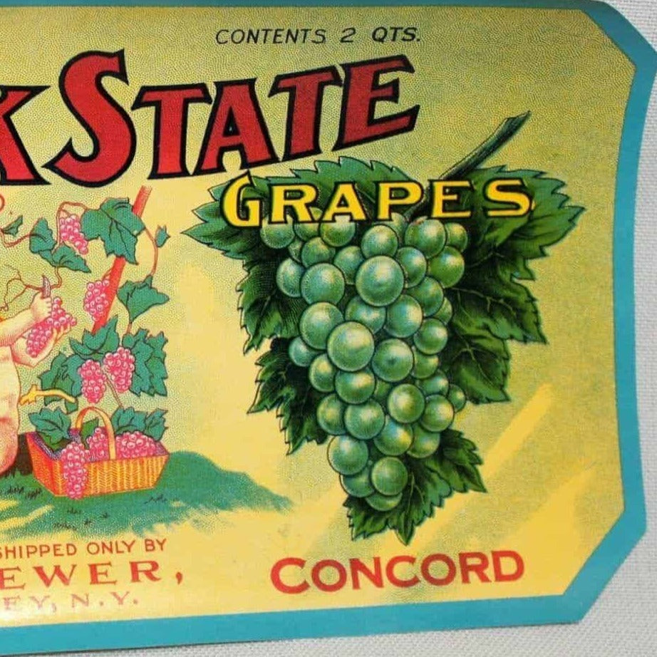 Crate Label, Cupid Brand Grapes, Original Lithograph, 1890's NOS, Antique