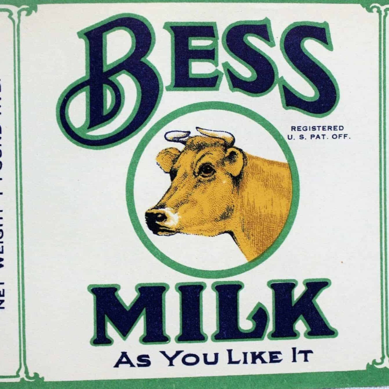 Can Label, Bess Milk, Original NOS Lithograph, Antique 1910's – Antigo ...