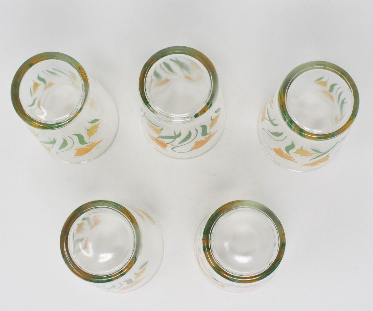 Juice Glasses, Swanky Swigs, Yellow Bellflower, Set of 5, Vintage, SOLD