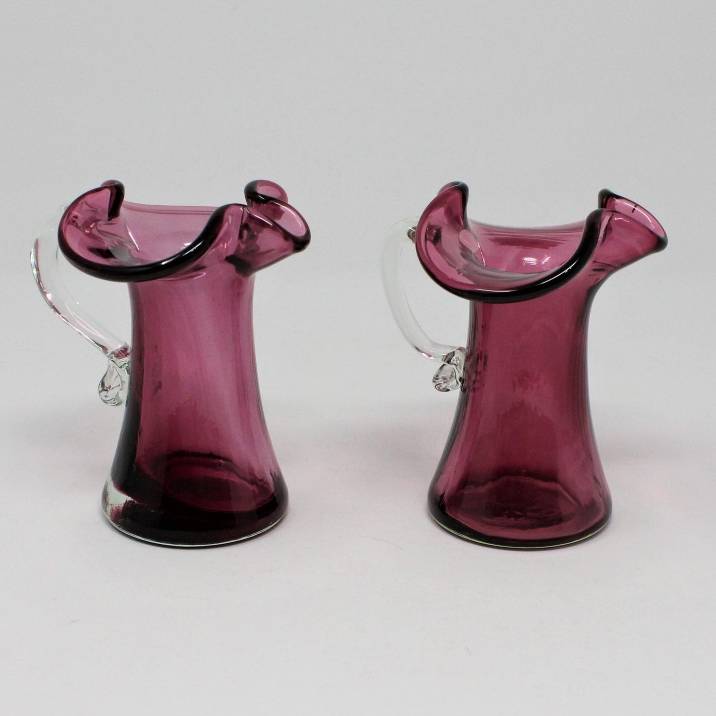 Pitcher, Pilgrim Art Glass, Cranberry/ Amethyst Hand Blown, Vintage USA