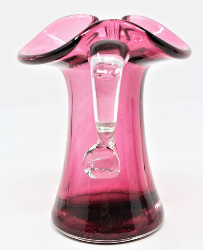 Pitcher, Pilgrim Art Glass, Cranberry/ Amethyst Hand Blown, Vintage USA