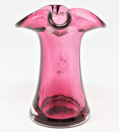 Pitcher, Pilgrim Art Glass, Cranberry/ Amethyst Hand Blown, Vintage USA