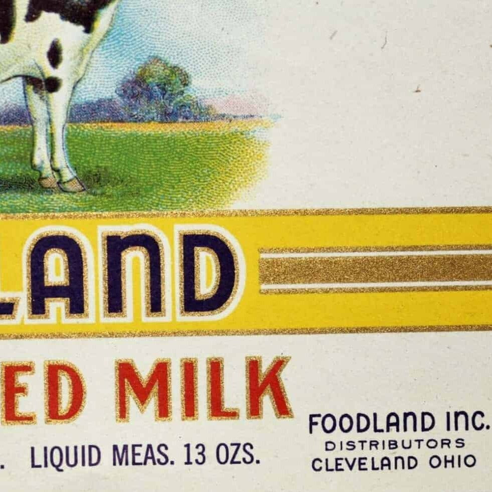 Can Label, Foodland Evaporated Milk, Original NOS Lithograph, Antique