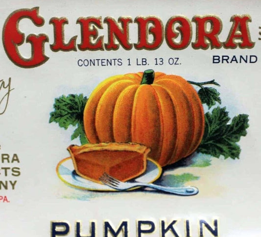Can Label, Glendora Pumpkin, Embossed Lithograph, Original, NOS, Vintage