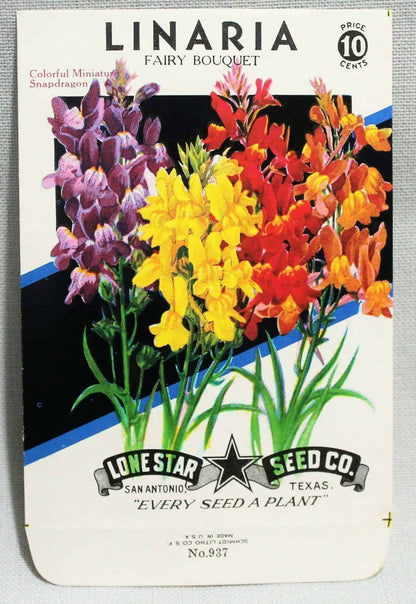 Seed Packets, Lone Star Seed Co, Linaria, NOS, Vintage