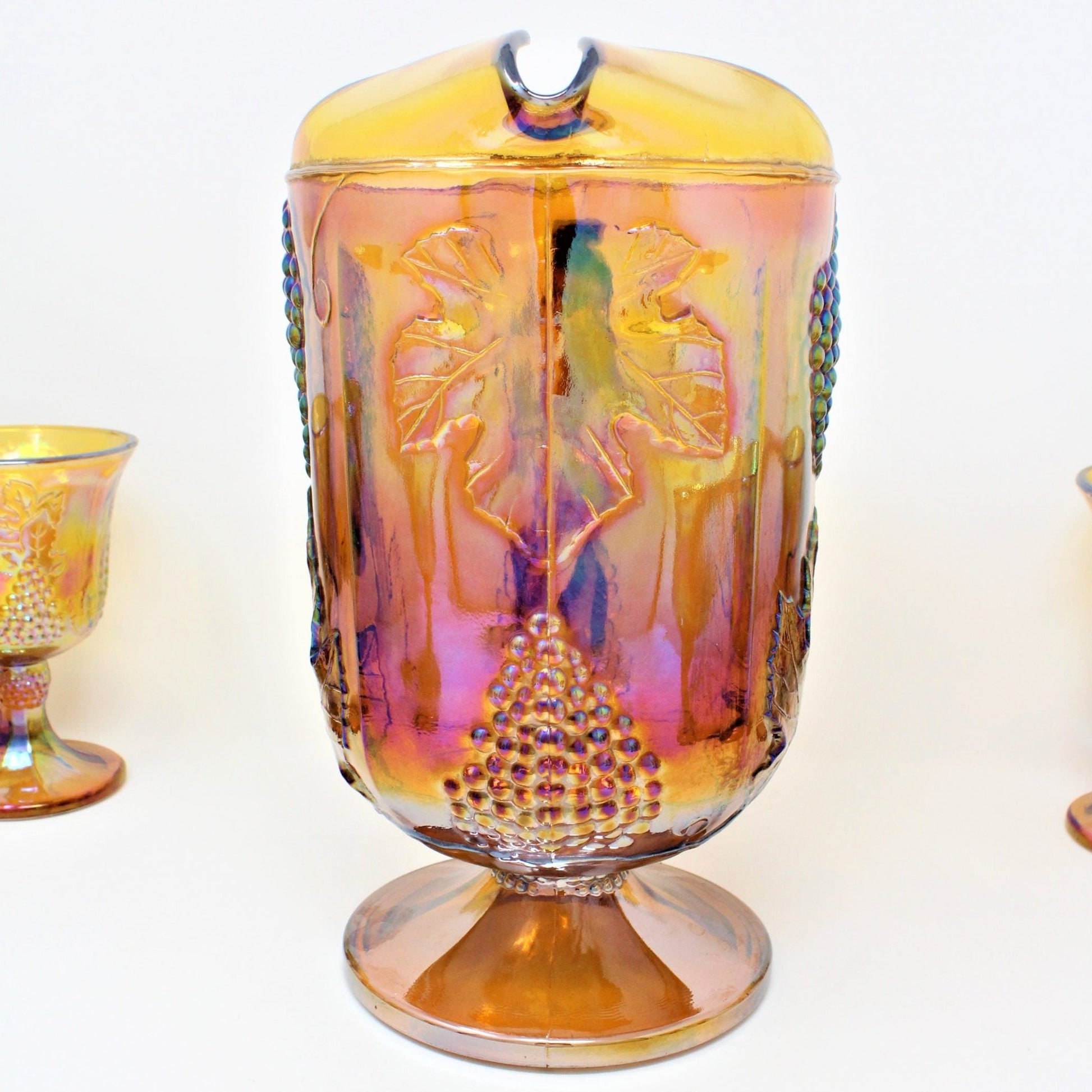 Pitcher & Glasses, Indiana Glass, Harvest Carnival Amber, Set of 9, Vi –  Antigo Trunk