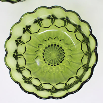 Salad Bowl Set: Anchor Hocking Fairfield, Avocado Green Glass, 7 Pcs, USA, Vintage 1972, SOLD