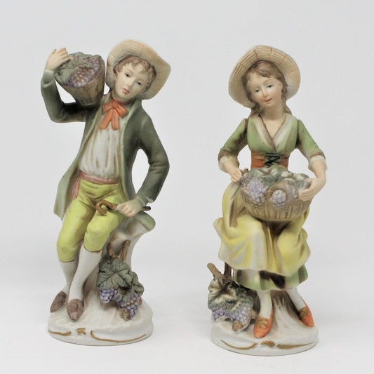 Figurine, HomCo, 1258 Toscany Boy & Girl with Grapes, Porcelain, Vintage