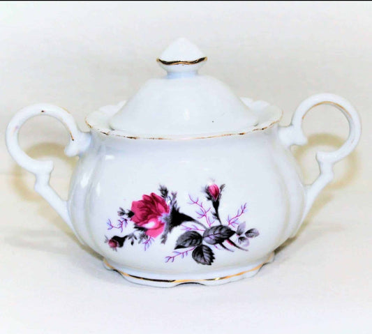 Sugar Bowl with Lid, Moss Rose, Japan Porcelain, Vintage, SOLD